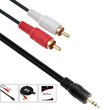 Аудио кабел DeTech 3.5 - 2RCA, 1.5м. high quality