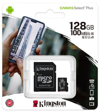 КАРТА ПАМЕТ KINGSTON CANVAS SELECT PLUS MICROSDHC 128GB, CLASS 10 UHS-I