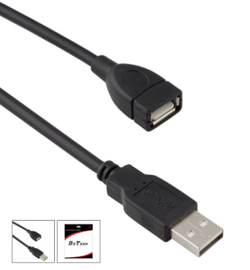 Кабел DeTech USB F - USB M удължител, 1.5m, HQ
