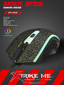 Xtrike ME геймърска мишка Gaming Mouse GM-206 - 1200dpi, Backlight 7 colors