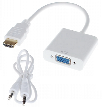 Преходник No brand, HDMI към VGA + AUDIO кабел, Бял - 18254