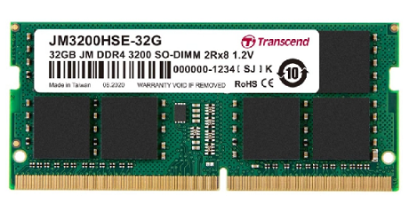 Памет, Transcend 32GB JM DDR4 3200Mhz SO-DIMM 2Rx8 2Gx8 CL22 1.2V