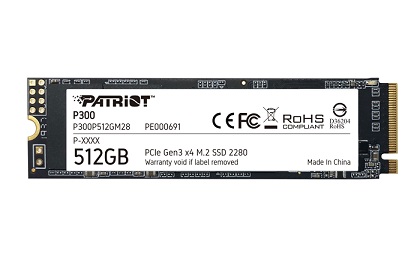 Твърд диск, Patriot P300 512GB M.2 2280 PCIE