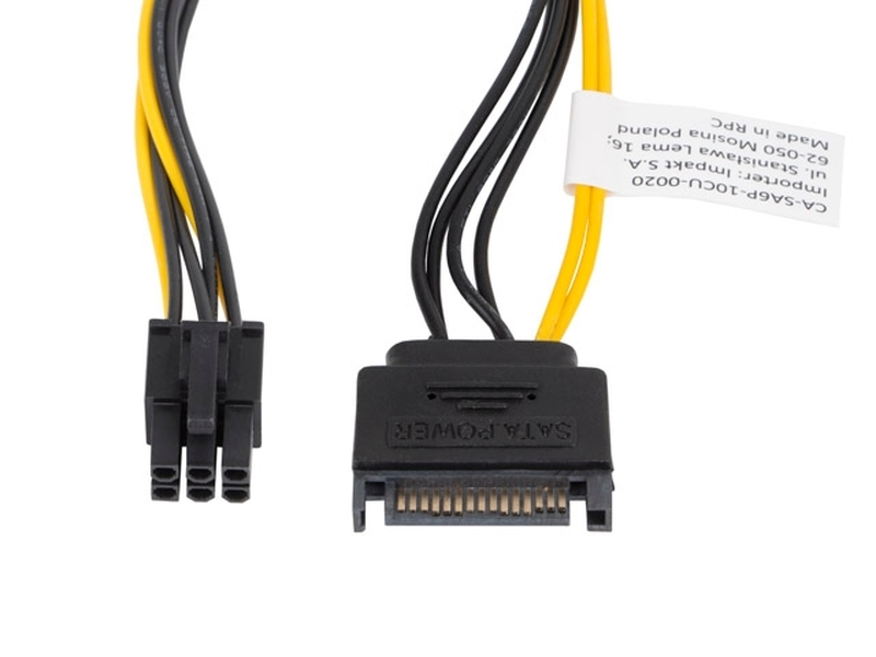 Адаптер, Lanberg SATA (m) -> PCI express (m) 6 pin, cable 20cm