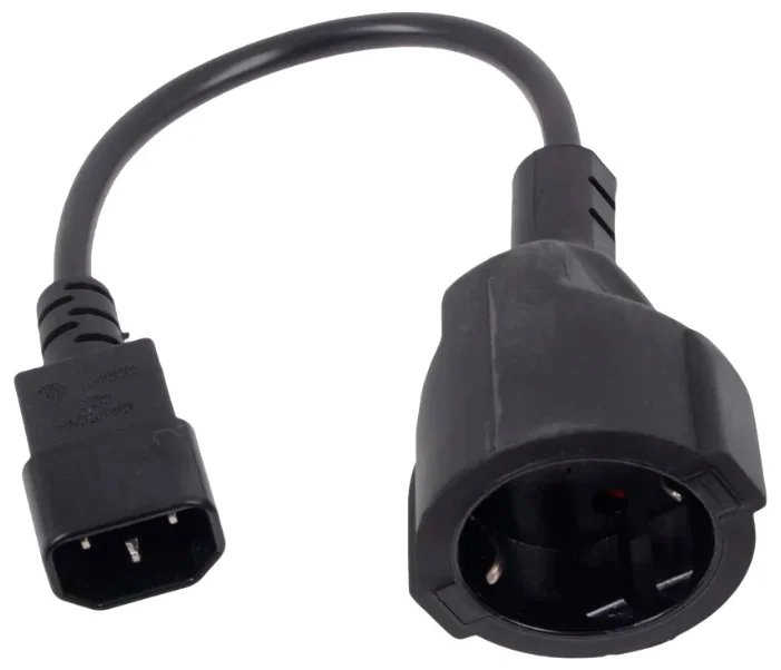 VCom захранващ кабел Cable Power Ext IEC 320 C14 / SCHUKO F 0.2m 16A Black - CE002-CU1.5mm-0.2m
