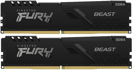 ПАМЕТ KINGSTON FURY BEAST BLACK 16GB(2X8GB) DDR4 PC4-25600 3200MHZ CL16 KF432C16BBK2/16