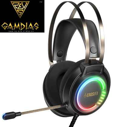 Gamdias геймърски слушалки Gaming Heaphones - EROS E3 RGB - 50mm