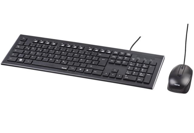 Жичен комплект клавиатура и мишка HAMA CORTINO, USB, с кабел, черен