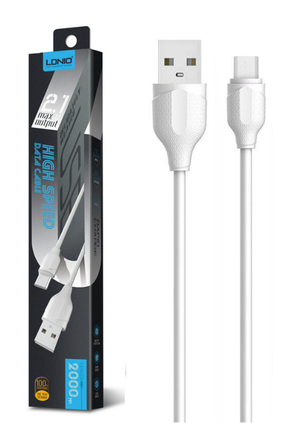 КАБЕЛИ - Кабел за данни LDNIO LS372, Micro USB, 2.0m, Бял - 40073 Кабел за данни LDNIO LS372, Micro USB, 2.0m, Бял - 40073