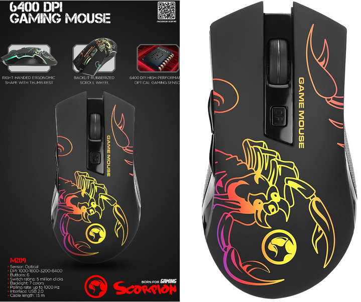 Marvo геймърска мишка Gaming Mouse M209 - 6400dpi - MARVO-M209