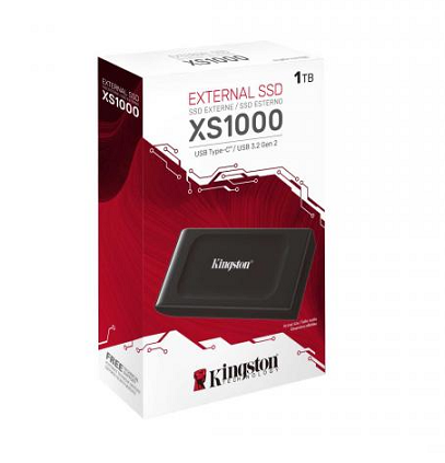 ВЪНШЕН SSD KINGSTON XS1000, 1TB, USB 3.2 GEN2 TYPE-C, ЧЕРЕН