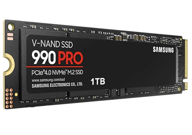 Твърд диск, Samsung SSD 990 PRO 1TB PCIe 4.0 NVMe 2.0 M.2 V-NAND 3-bit MLC, 256-bit Encryption, Read 7450 MB/s Write 6900 MB/s