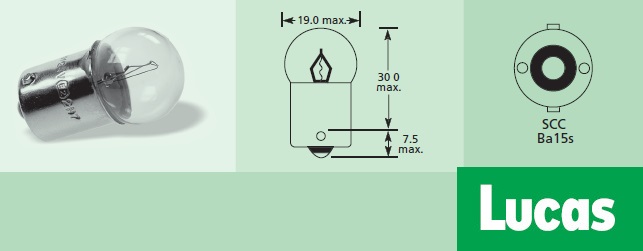 крушка LUCAS LLB207T 12V R5W 5W BA15s Standard AUX