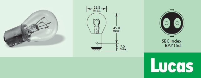 крушка LUCAS LLB380T 12V P21/5W 21/5W BAY15d Standard AUX