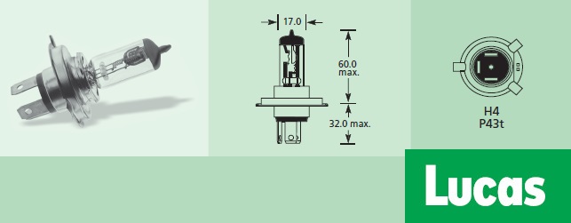 крушка LUCAS LLB472 12V H4 60/55W P43t Standard
